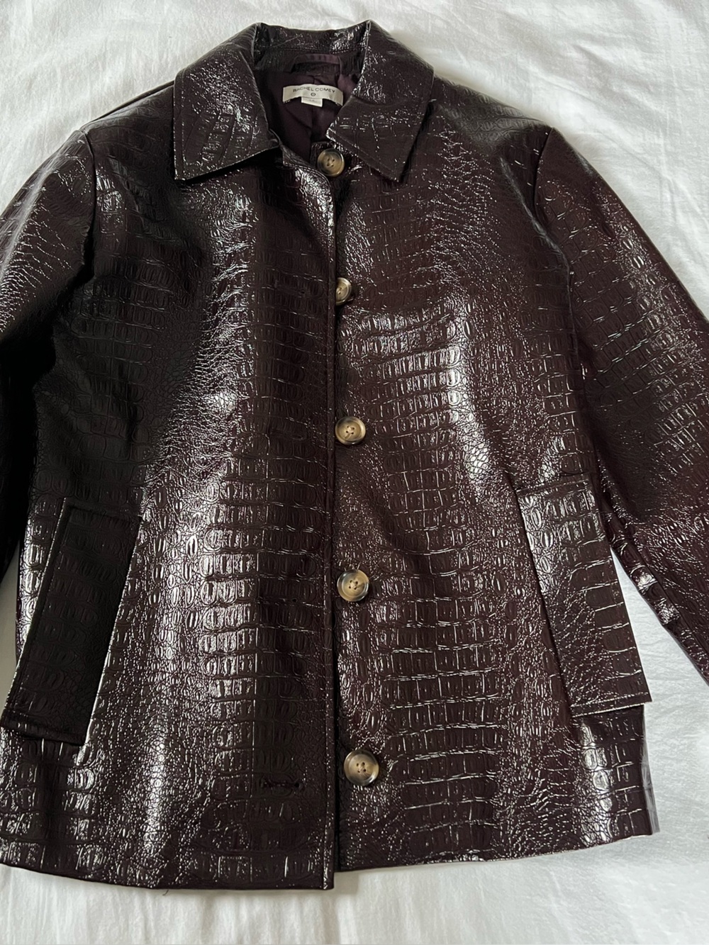 Rachel Comey Croc-Embossed faux Leather Jacket in Deep Purple-ish Brown